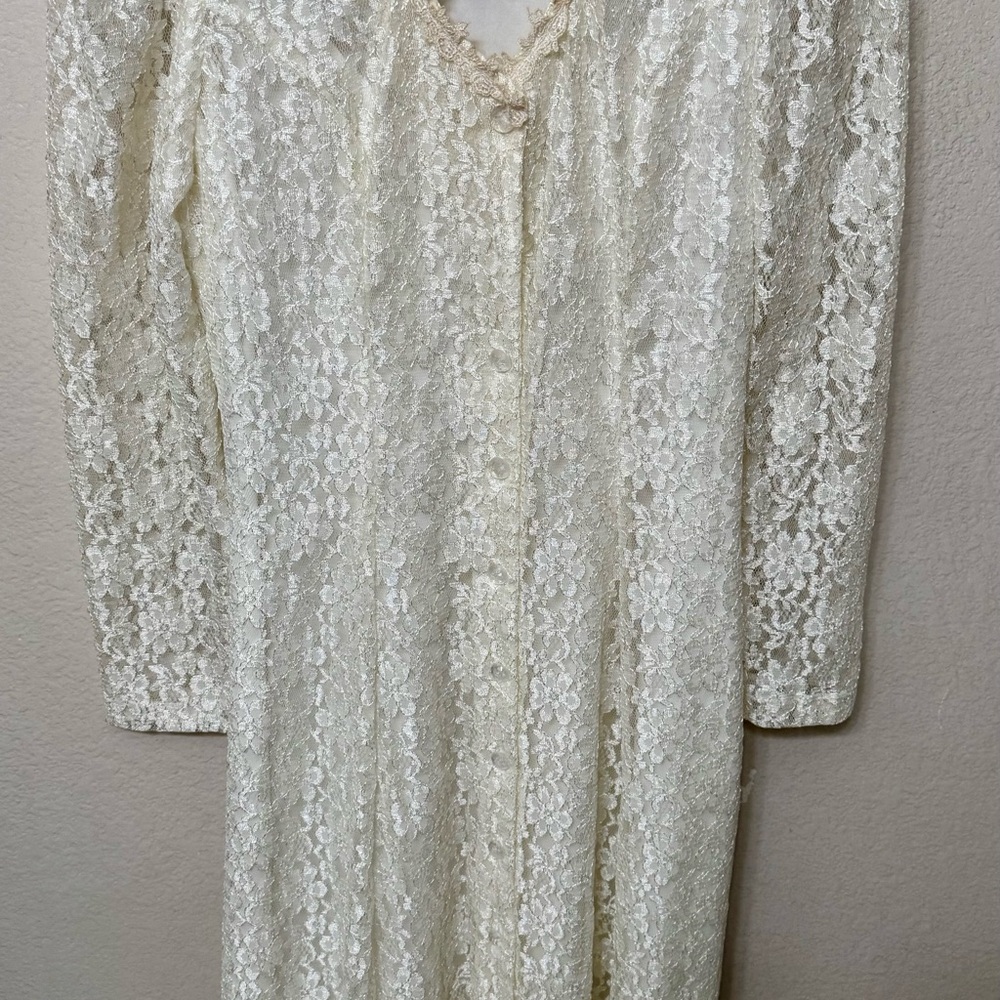 Victorian Cream all Lace wedding Dress w/ keyhole neck corset back full length